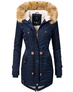 Зимнее пальто "La Viva", качественная зимняя парка с крупным искусственным мехом, синий Navahoo