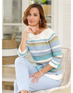 Повседневный образ Свитер с рукавами 3/4 "Пуловер", цвет Ecru-Bleu-Geringelt Casual looks