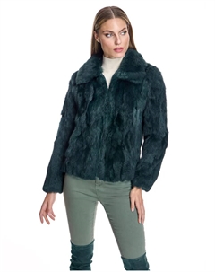 Женская куртка из кроличьего меха на молнии, темно-зеленый Maximilian