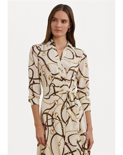 Повседневное платье ROWELLA BELTING PRINT CREPE MIDI DRESS, кремовый Lauren ralph lauren