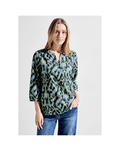Блузка с длинными рукавами и вырезом под горло, хаки Cecil