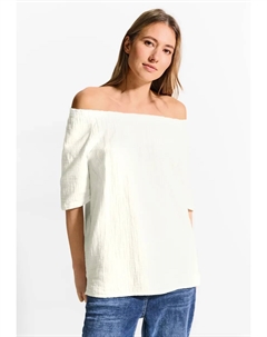 Блузка с короткими рукавами из чистого хлопка, белый Cecil