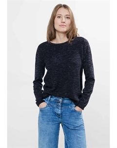 Свитер с круглым вырезом из мягкой смеси хлопка, голубой Cecil