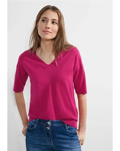 Свитер с V-образным вырезом, выполненный из тонкой вязки, розовый Cecil