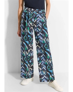 Брюки из ткани, завышенная талия, синий Cecil