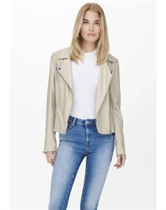 Куртка из искусственной кожи "ONLGEMMA FAUX LEATHER BIKER OTW NOOS", в байкерском стиле, цвет Silver Lining Only