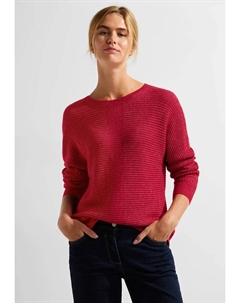 Свитер с круглым вырезом, крупной вязки, цвет Casual Red Melange Cecil