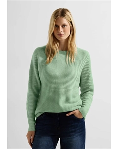 Свитер с круглым вырезом, крупной вязки, зеленый Cecil
