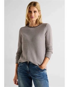 Свитер с круглым вырезом из чистого хлопка, коричневый Cecil