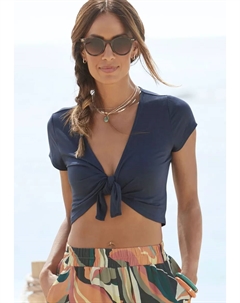 Рубашка с короткими рукавами, для завязки, цвет морской волны S.oliver