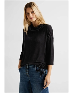 Рубашка с рукавами 3/4 и завязками по низу, черный Cecil