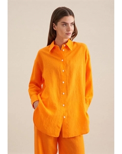 Длинная блузка "Black Rose", однотонный воротник с длинными рукавами, цвет Orange Seidensticker