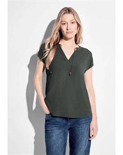 Блузка с короткими рукавами, выполненная из мягкой вискозы, хаки Cecil
