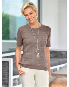 Повседневный образ Свитер с короткими рукавами "Пуловер", коричневый Casual looks