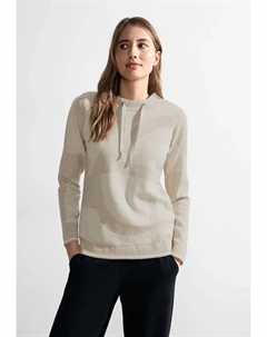 Свитер с круглым вырезом и графическим рисунком, бежевый Cecil