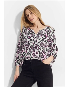 Блузка-рубашка, фасон туники, белый Cecil