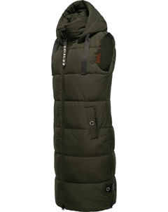Стеганый жилет "Schnuffelchen" (1 шт.), теплый женский уличный жилет длинный с капюшоном, зеленый Navahoo