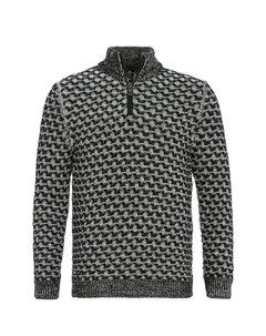 Вязаный свитер "Clovis" с молнией на воротнике-стойке и вязаным узором, черный Redbridge