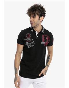 Рубашка-поло "Орландо", приталенного кроя, с вышивкой, черный Redbridge