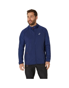 Дождевик "ROAD PACKABLE JACKET", с капюшоном, синий Asics
