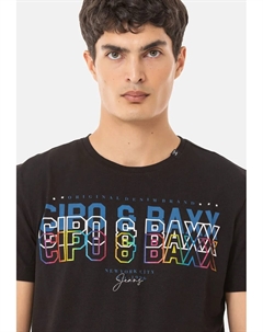Футболка "CT717" с модным фирменным принтом, черный Cipo&baxx