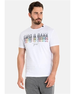 Футболка "CT717" с модным фирменным принтом, белый Cipo&baxx