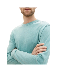 Свитер с круглым вырезом и вышитым логотипом, мятный Tom tailor