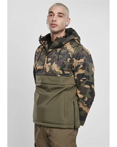 Куртка всепогодная " Men's Camo Mix Pullover Jacket" (1 шт.), с капюшоном, оливковый Urban classics