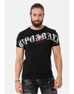 Футболка с классным фирменным принтом, черный Cipo&baxx