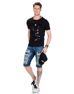 Футболка с блестящим принтом из фольги, черный Cipo&baxx