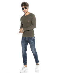 Вязаный свитер "Everett" с рукавами в рубчик, зеленый Redbridge