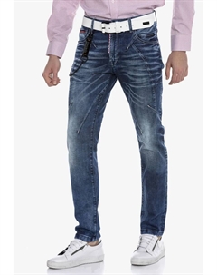 Прямые джинсы с модными декоративными швами, синий Cipo&baxx