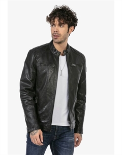 Кожаная куртка "Эксетер" с модным воротником стойкой, черный Redbridge