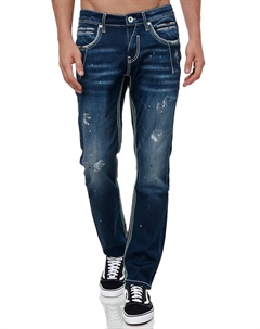 Прямые джинсы с контрастной строчкой, синий Rusty neal