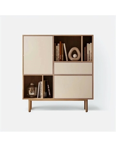 Комод с открытыми секциями и фасадами из шпона березы бежевый So'home