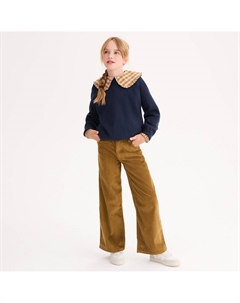 Брюки широкие из рифленого велюра зеленый La redoute collections