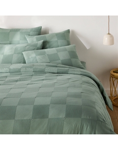 Пододеяльник из хлопка и газовой хб ткани Agathe зеленый La redoute interieurs