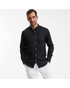 Рубашка льняная прямого покроя с воротником мао Signature AURELE черный La redoute collections