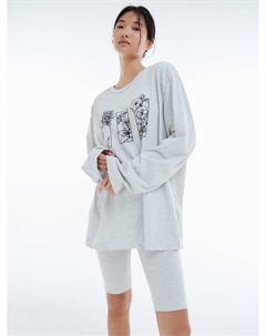 Пижама со свободным лонгсливом и велосипедками Твое