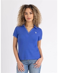 Футболка-поло U.S. Polo Assn Tipped Split Neck Ribbed, синий U.s. polo assn.