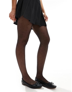 – Черные колготки в горошек плотностью 20 ден Lindex