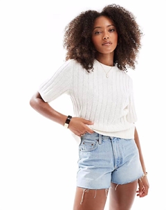 Объемный джемпер с короткими рукавами цвета экрю Asos design