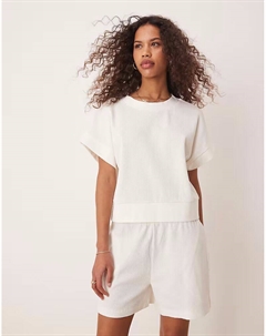 Футболка с объемным рубчиком и вафельным узором кремового цвета Asos design