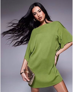 Свободное мини-платье-футболка зеленого цвета Asos design