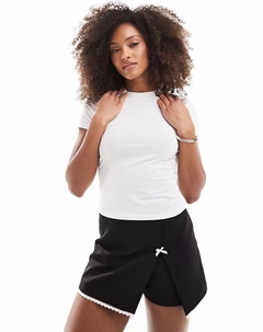 Мини-юбка, сшитая на заказ, с бантом, черного цвета Miss selfridge