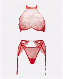 Комплект Glimmer из 3 предметов с вырезом красного цвета Ann summers