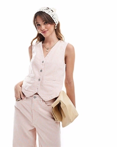 Джинсовый жилет Coord в розовую полоску Object