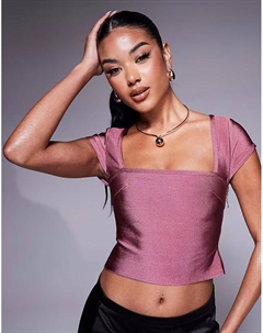 Топ с рукавами-крылышками и квадратным вырезом лилового цвета Asos design