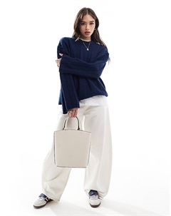 DESIGN – темно-синий свитер в рубчик с круглым вырезом Asos