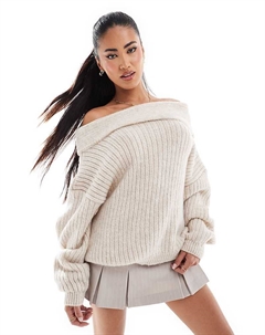 DESIGN – Кремовый вязаный свитер оверсайз с открытыми плечами Asos